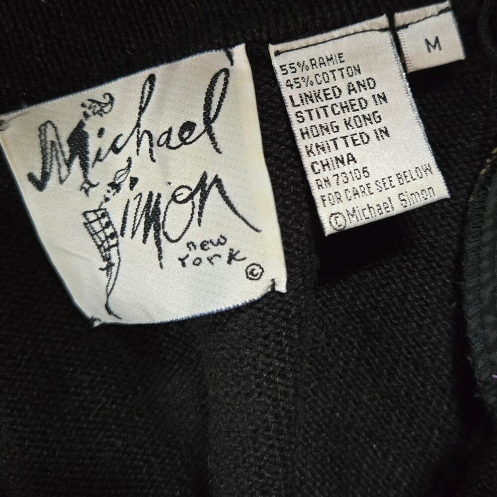 Vintage 90s Cotton Cardigan Knit Retro Sweater Michael Simon Size Medium - Picture 4 of 5